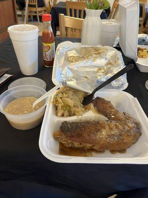 Baked Turkey Wings Plate cabbage and Lima beans.