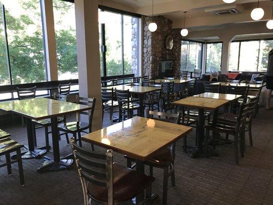 Tables in the breakfast area.