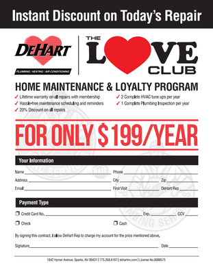 Join our Love Club Maintenance Program for year-round home comfort!