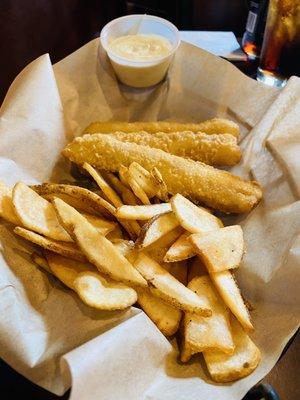 Fish and chips with potato flats