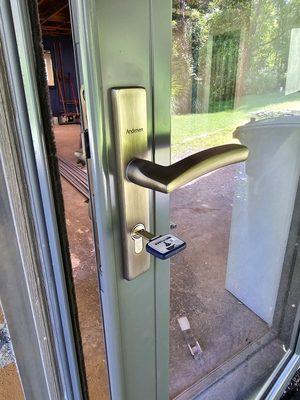 Anderson storm door with Mul T Lock 800 profile cylinder.