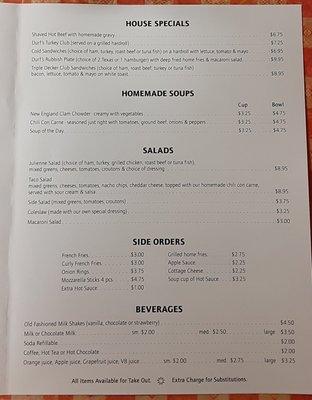 Latest menu