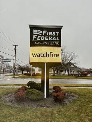 Watchfire Message Center and New Cabinet box sign for First Federal Savings Bank