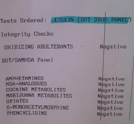 Federal NIDA drug screen