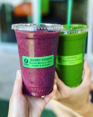 Berry Power and Utopia - two of our favorite ways to get all of our daily nutrition in a deliciously colorful way!