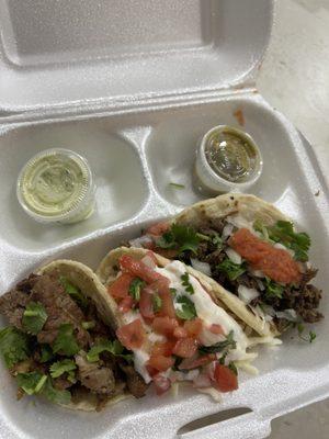 Steak Taco, Chicken Taco, and Pastor Taco