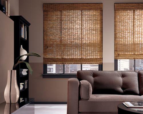 Woven wood/bamboo style shades.