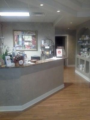 Front desk at Options 4 Health. They carry a ton of amazing products to help you reach your health and wellness goals!