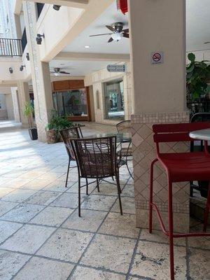 Courtyard outside the small bistro and flower shop