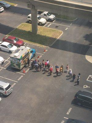 Line outside my building for Kona ice