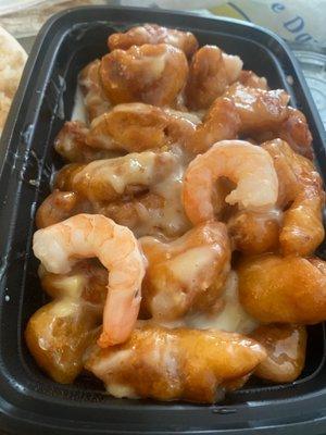 Coconut chicken with added shrimp