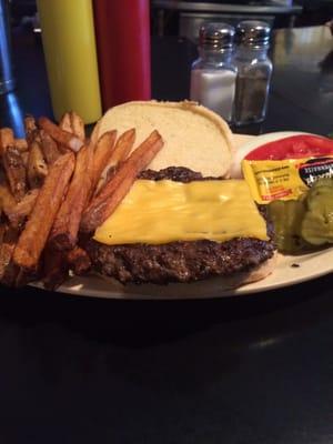 Cheese Burger with Fresh Cut French Fries!