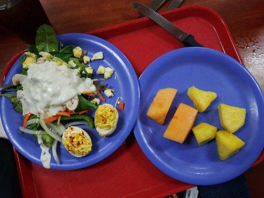 Fruit Salad and Mixed Green Salad