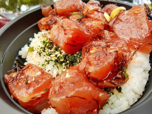 Regular sized limu shoyu ahi poke bowl