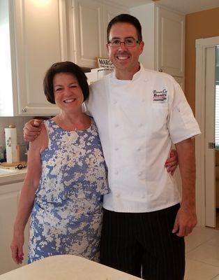 Chef David Hill with a very surprised Kathy