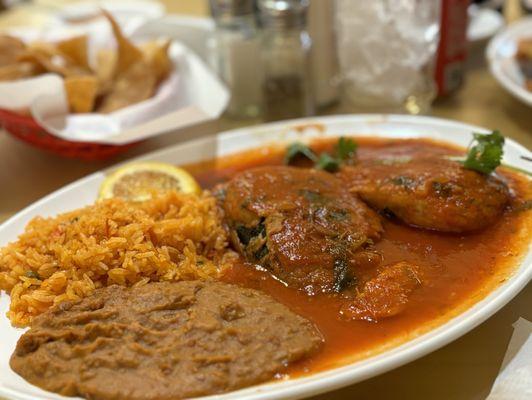 Chili relleno overcooked cheese was hard and dry