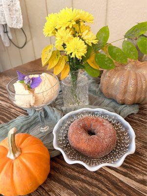 Dessert- Apple cider donuts and pumpkin gelato