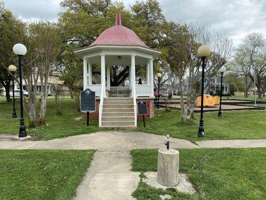 Gazebo with historical markers