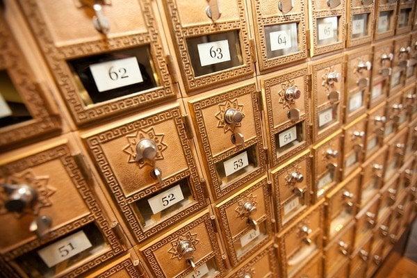 Our cool old fashioned post office boxes.  Your new address?