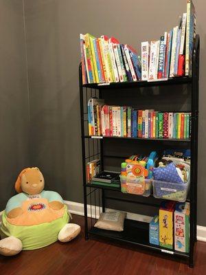 cozy reading nook for kids' books