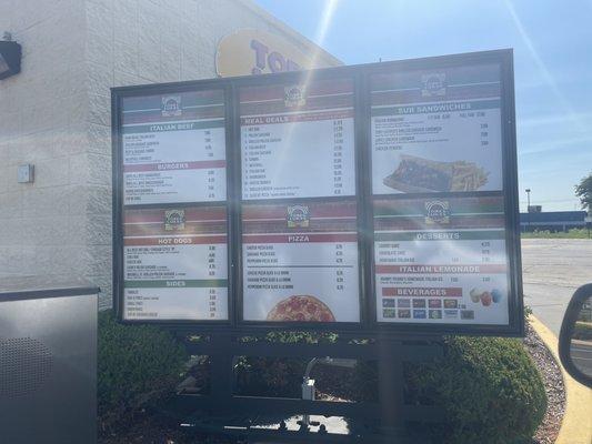 Drive thru menu