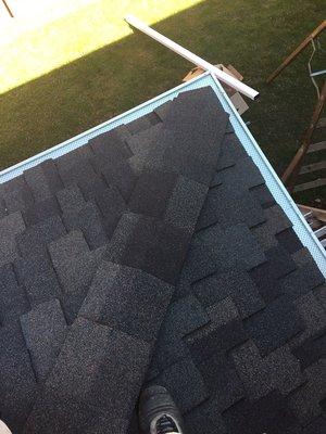 Leaf relief on facia gutter.