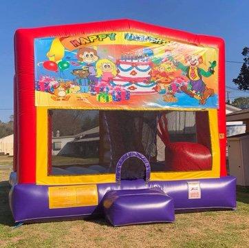 Funhouse Moonwalk Bounce House. Includes slide and basketball hoop inside.