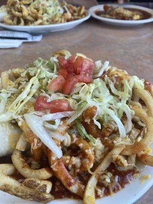 Twister Ground Beef burrito with "Christmas style " chili.