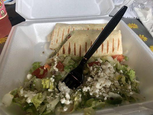 Falafel Wrap and Greek Salad