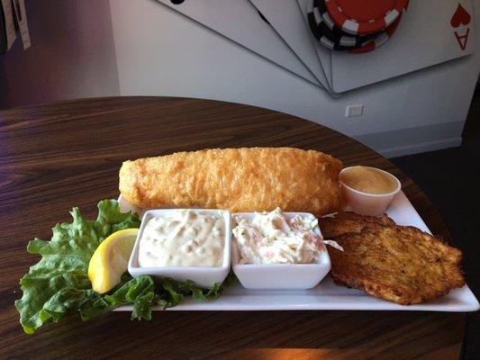 Friday Fish & Shrimp Fry. Haddock, Homemade Potato Pancakes, Apple Sauce, & Homemade Cole Slaw.