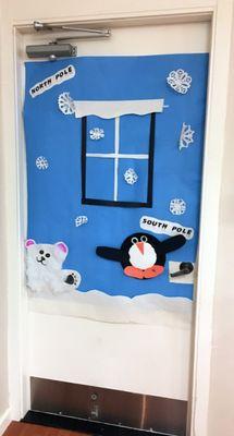 North pole South pole weekly lesson theme interior classroom door