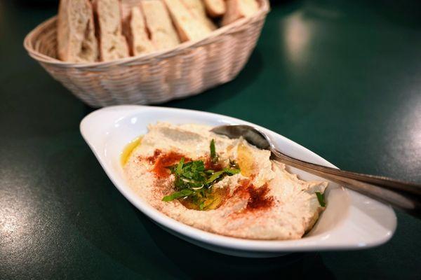 Hummus: chikpeas, tahini, lemon juice, olive oil ($7.99).
 Extra Homemade Bread ($2.99).