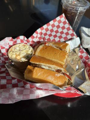 Philly Stack with macaroni salad!