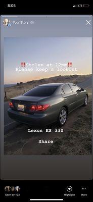 Stolen Lexus ES 330