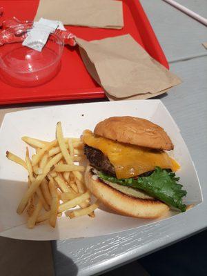 Okie Burger with limited amount of fries