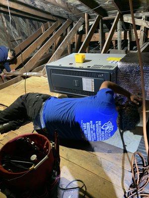 Installing a new furnace on a attic