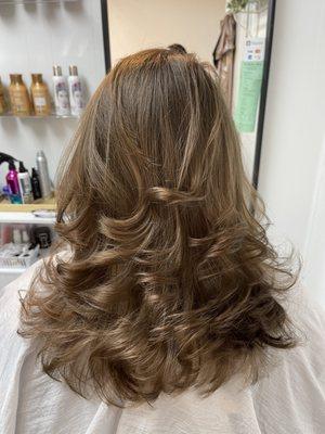 Beautiful brown color and layers haircut