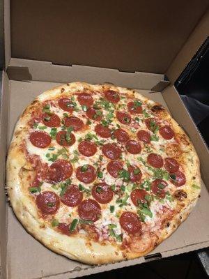 Pepperoni and peppers pizza