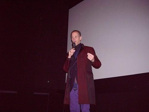 John Waters addressing the audience at the 2006 Cinema Village screening of his documentary This Filthy World