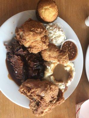 Fried chicken and brisket combo