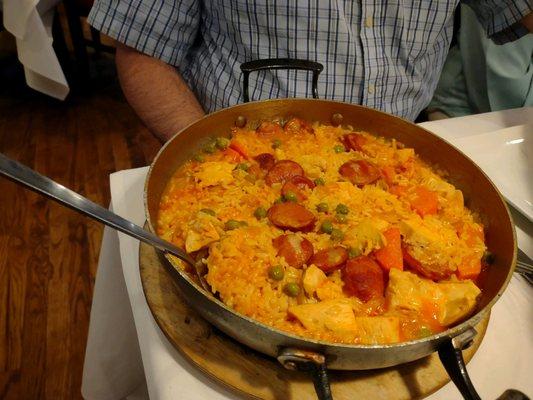 Chicken and sausage paella