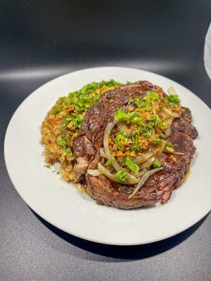 Bacon Fried Rice with Rib-eye