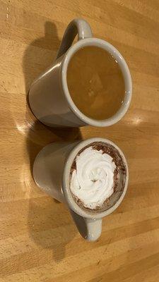 Coffee and hot chocolate