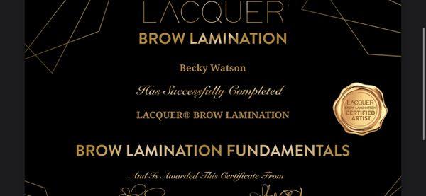 Brow lamination certification