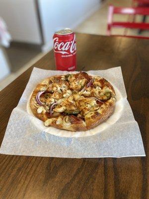 Personal pizza and a cold coca-cola