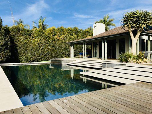 Floating stairs leading Into Pool