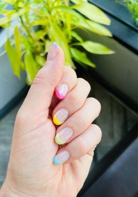 Rainbow themed nails for the first day of school with my first graders!