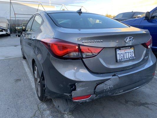 2015 Hyundai Elantra rear end before photo...Mercury Claim..