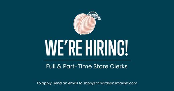 We are actively hiring full and part-time sales and stock clerks. Stop by the store to apply.