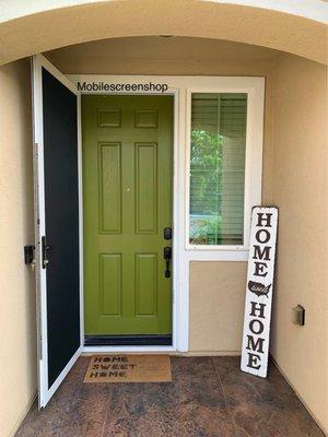 2 white Vista stainless steel security screen doors installed in Rosena Ranch, San Bernardino . #stainlesssteelsecurityscreendoors